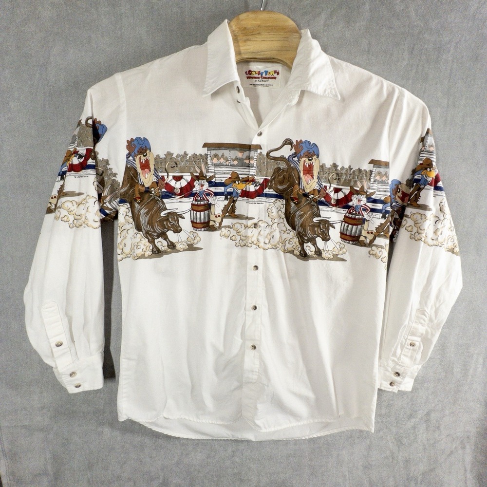 Vtg 1994 Looney Tunes Western Collection By Karman Button Up Mens Large Rodeo